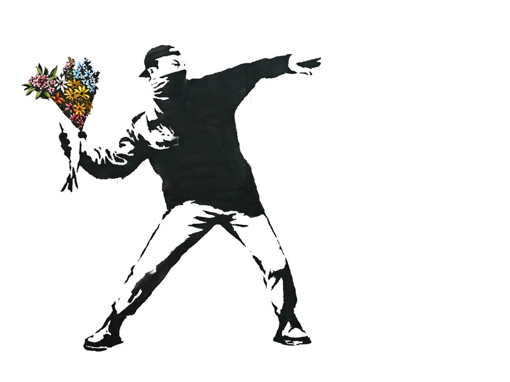 Banksy Painting “Love Is in the Air” Has Been Cut into 10,000 Pieces