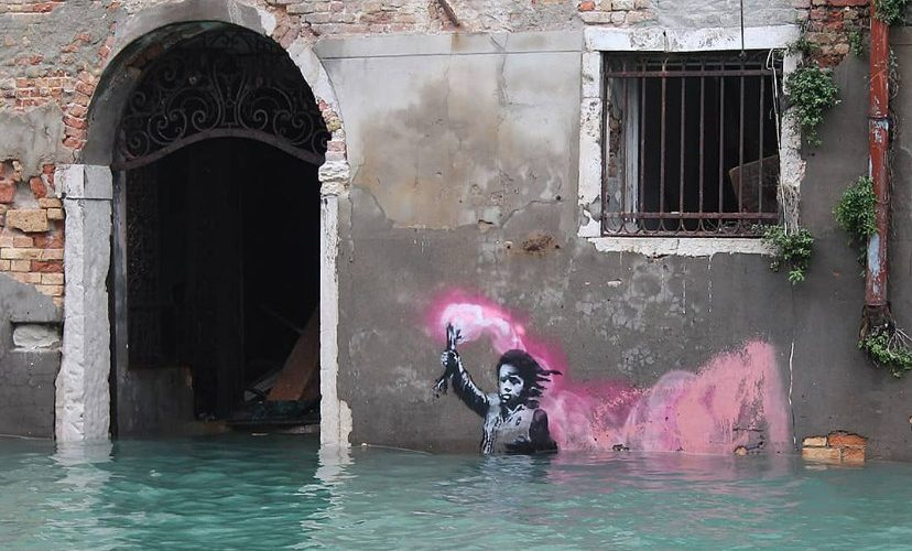 Banksy Migrant Child Mural Venice | Poster